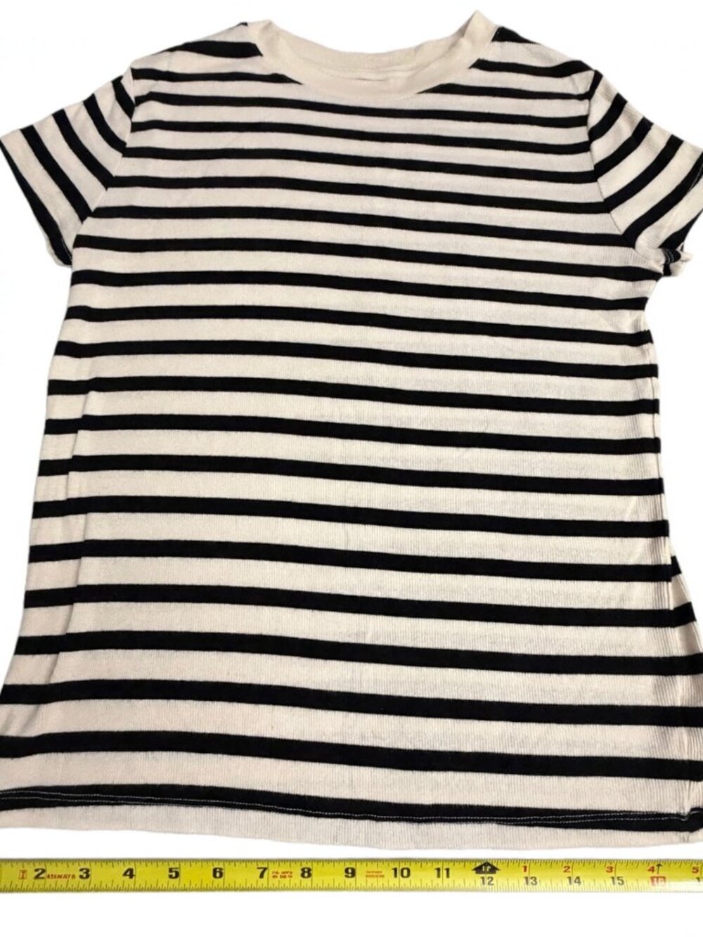 A New Day Striped Tee Womens L White Navy Ribbed Breton Stripe Target